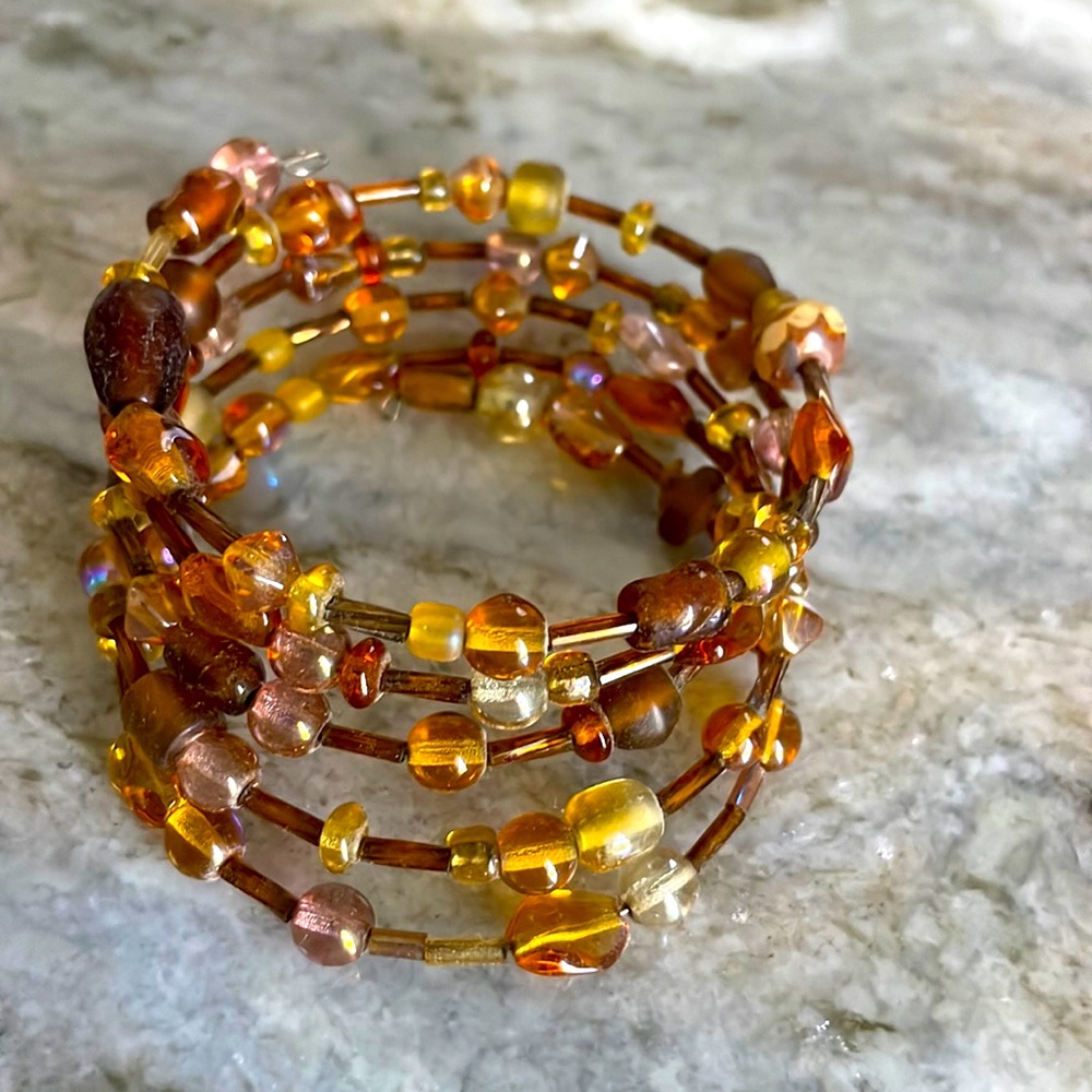 Handcrafted wire wrap beaded bracelet